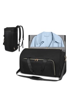 Garment Bags for Travel, Convertible Garment Bag with Detachable Hanging Suit Bag, Carry on Travel Duffel Bag with Shoulder and Backpack Straps, Luggage Dress Bag for Men, Women, Black