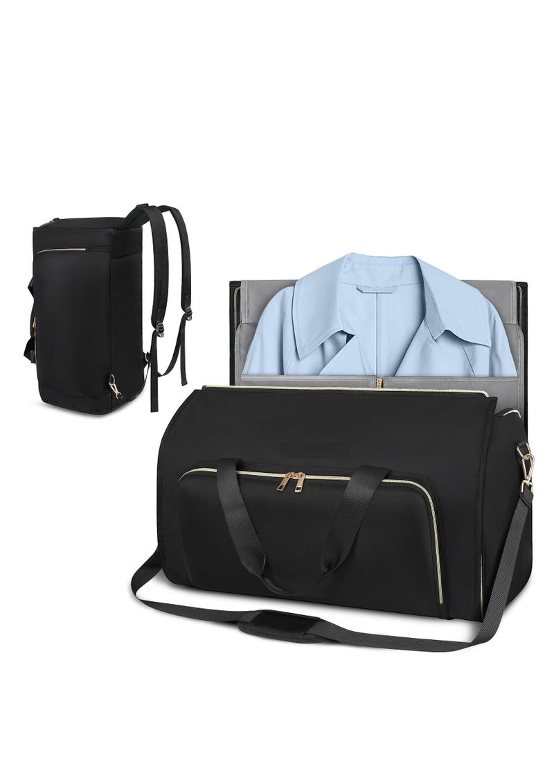 KASTWAVE - Garment Bags for Travel, Convertible Garment Bag with Detachable Hanging Suit Bag, Carry on Travel Duffel Bag with Shoulder and Backpack Straps, Luggage Dress Bag for Men, Women, Black - Image 1