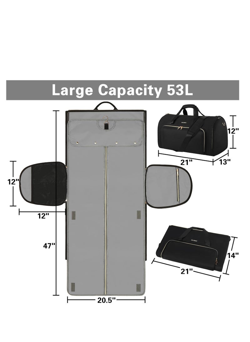KASTWAVE - Garment Bags for Travel, Convertible Garment Bag with Detachable Hanging Suit Bag, Carry on Travel Duffel Bag with Shoulder and Backpack Straps, Luggage Dress Bag for Men, Women, Black - Image 1