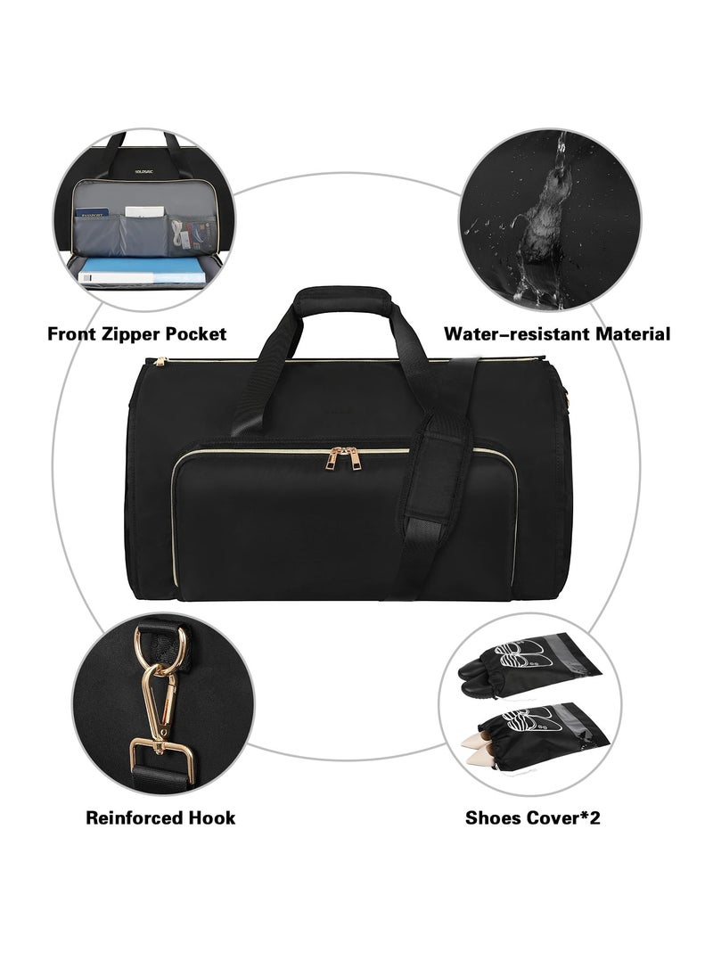 KASTWAVE - Garment Bags for Travel, Convertible Garment Bag with Detachable Hanging Suit Bag, Carry on Travel Duffel Bag with Shoulder and Backpack Straps, Luggage Dress Bag for Men, Women, Black - Image 1