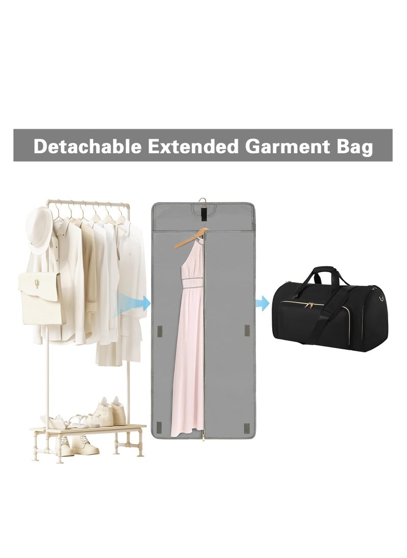 KASTWAVE - Garment Bags for Travel, Convertible Garment Bag with Detachable Hanging Suit Bag, Carry on Travel Duffel Bag with Shoulder and Backpack Straps, Luggage Dress Bag for Men, Women, Black - Image 1