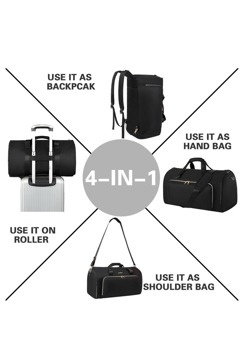 KASTWAVE - Garment Bags for Travel, Convertible Garment Bag with Detachable Hanging Suit Bag, Carry on Travel Duffel Bag with Shoulder and Backpack Straps, Luggage Dress Bag for Men, Women, Black - Image 1