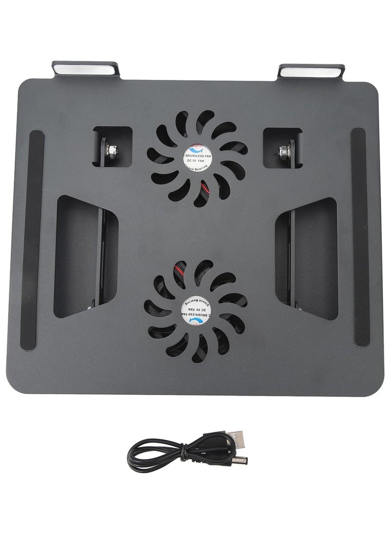 YJS 360° Rotatable Laptop Stand for Desk with Built-In Cooling Fans – Adjustable Aluminum Notebook Stand & Riser Holder for 11" to 17.3" Laptops – Ergonomic Height Adjustment, Ventilated Surface & Anti-Slip Design – Ideal for Workstations & Home Office – Black - Image 2