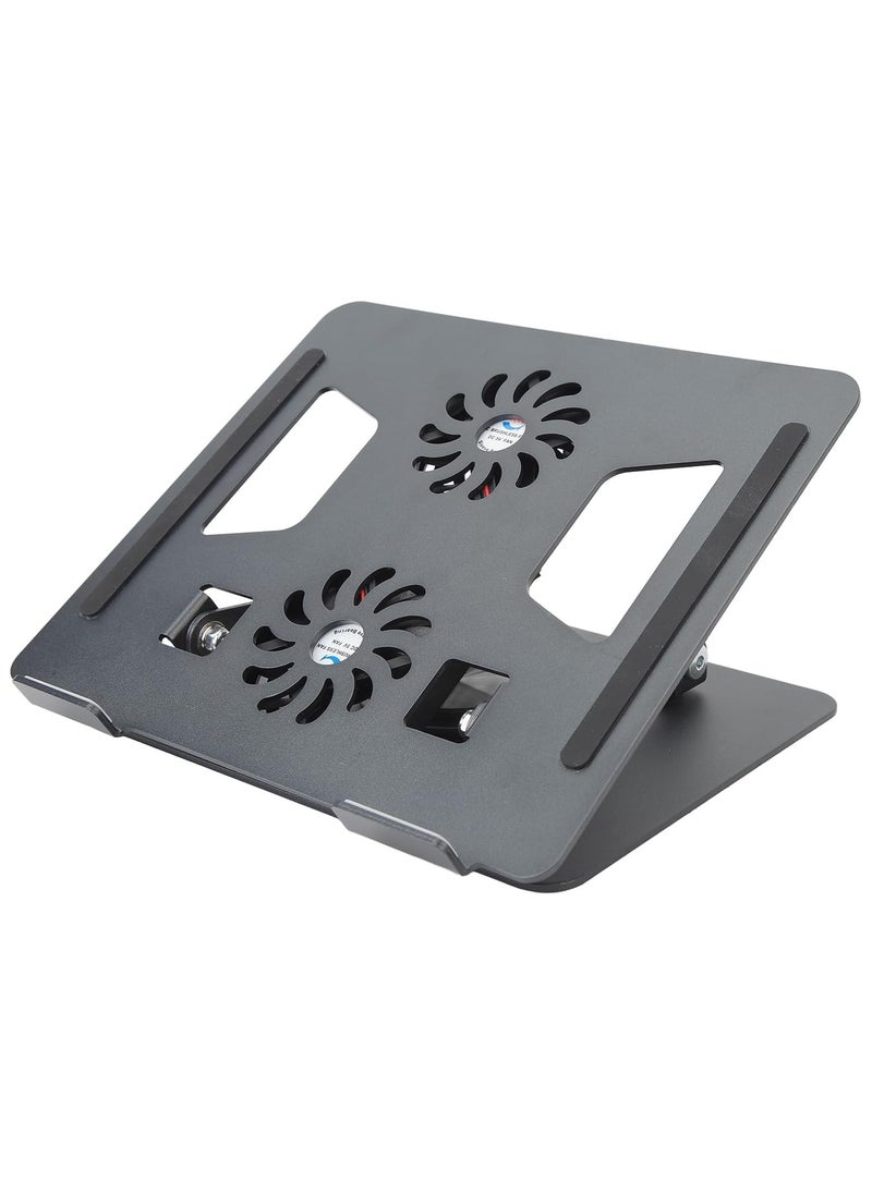 YJS 360° Rotatable Laptop Stand for Desk with Built-In Cooling Fans – Adjustable Aluminum Notebook Stand & Riser Holder for 11" to 17.3" Laptops – Ergonomic Height Adjustment, Ventilated Surface & Anti-Slip Design – Ideal for Workstations & Home Office – Black - Image 4