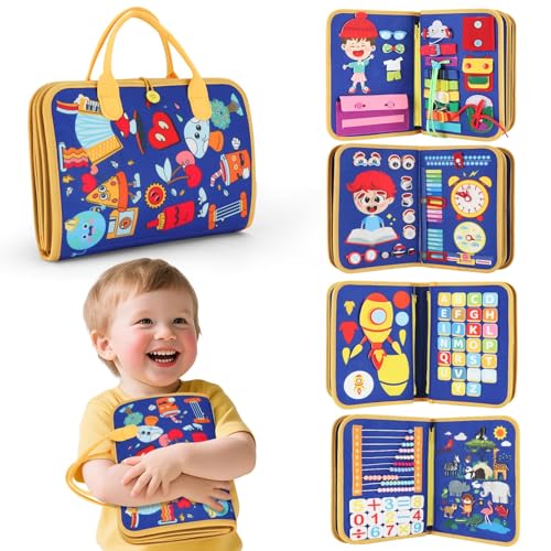 R RUCKERCO Montessori Busy Book for Toddlers Age 35 12in1 Toddler Learning Activities Preschool Educational Sensory Toys Travel Airplane Car Toy Fine Motor Skills Book Birthday Gift for Boys Girls - Image 1
