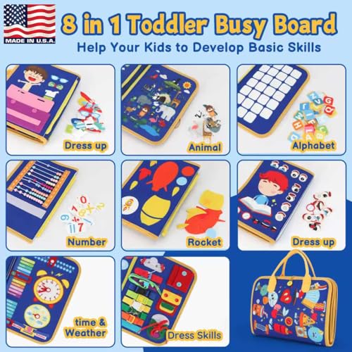 R RUCKERCO Montessori Busy Book for Toddlers Age 35 12in1 Toddler Learning Activities Preschool Educational Sensory Toys Travel Airplane Car Toy Fine Motor Skills Book Birthday Gift for Boys Girls - Image 5