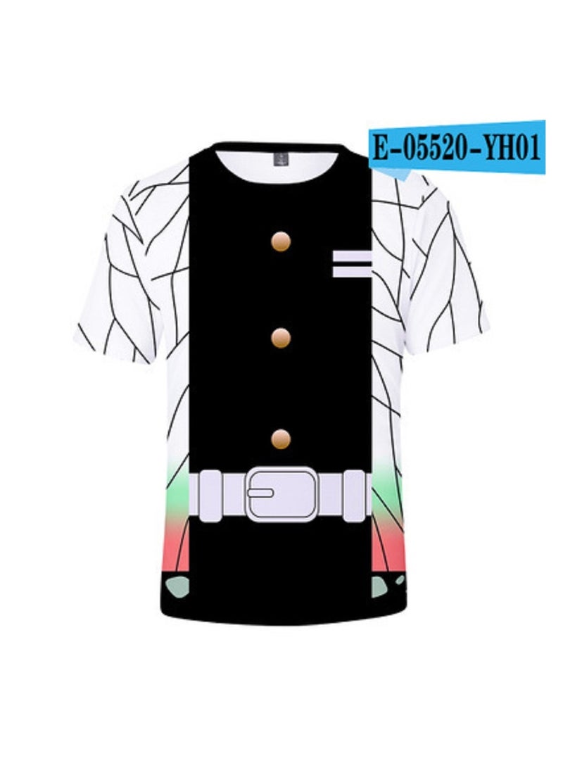 Loquat 3D Digital Printed Cardigan Short Sleeved Top Cosplay Suit  - Image 1
