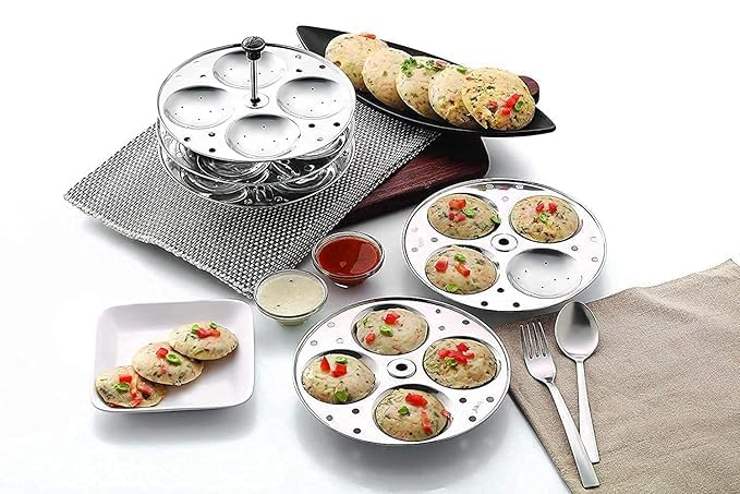 KERFORA Stainless Steel 4-Tier Idli Maker with Induction Base | Idli Stand & Steamer | 16 Idli Plates (7 x 5 inches) - Image 4