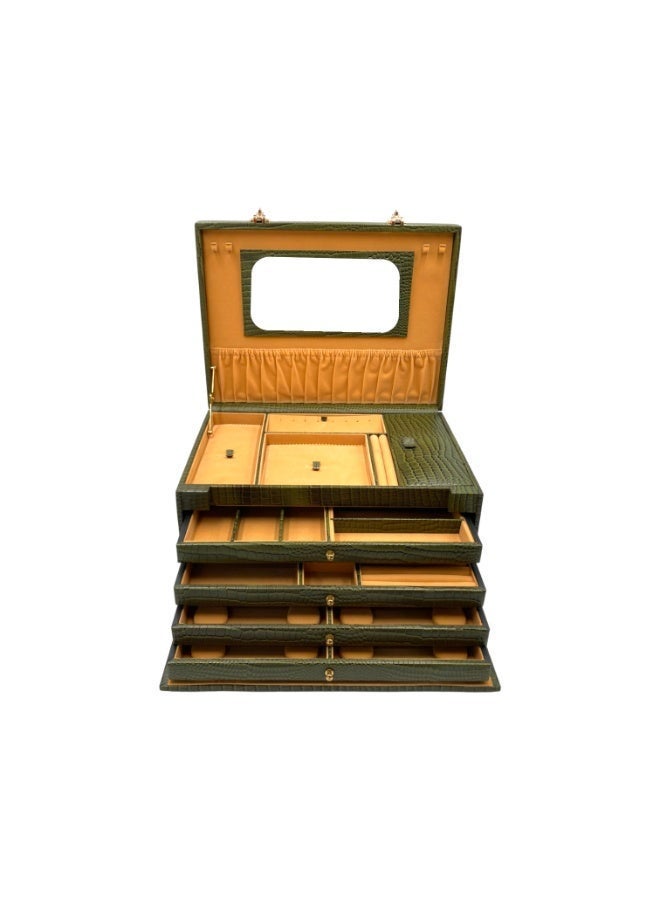 LAVERI LEATHER Genuine Leather Jewellery Box Green - Image 3