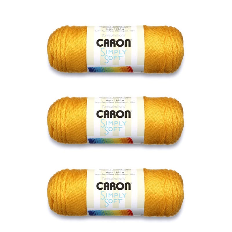 Caron Simply Soft Gold Yarn  3 Pack of 170g6oz  Acrylic  4 Medium Worsted  315 Yards  KnittingCrochet