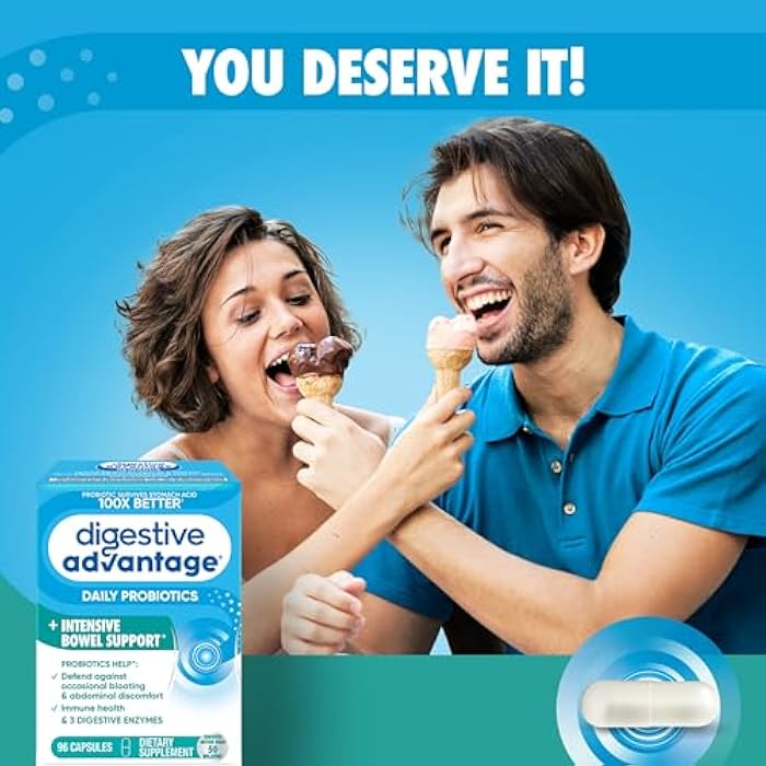 Digestive Advantage IBS Probiotics For Women and Men, Probiotics For Digestive Health & Intensive Bowel Support with Digestive Enzymes For Gut Health, Occasional Bloating & Immune Support, 96 Capsules - Image 4