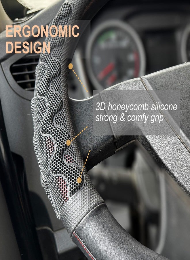 PINCTROT XL Size 17.5-18 Inch Great Grip Steering Wheel Cover for Semi Truck, Fits RV, Big Rig Trucker, 18 Wheeler and Classic Cars, Anti-Slip Design 17.5-18 Inch (Wine Red) - Image 2