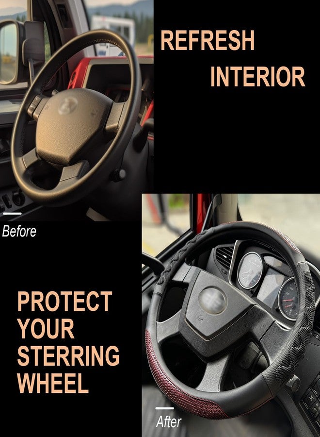 PINCTROT XL Size 17.5-18 Inch Great Grip Steering Wheel Cover for Semi Truck, Fits RV, Big Rig Trucker, 18 Wheeler and Classic Cars, Anti-Slip Design 17.5-18 Inch (Wine Red) - Image 4