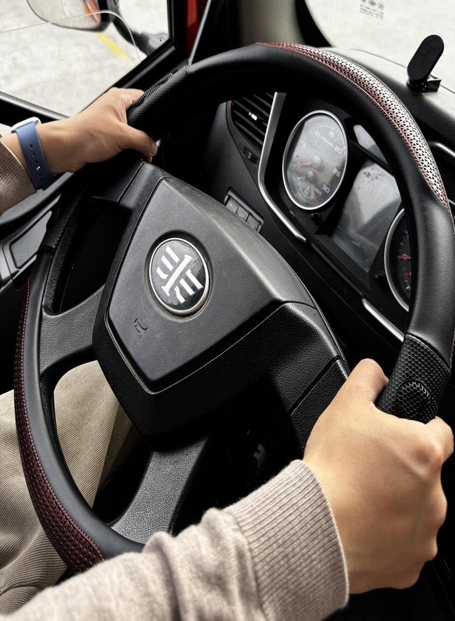 PINCTROT XL Size 17.5-18 Inch Great Grip Steering Wheel Cover for Semi Truck, Fits RV, Big Rig Trucker, 18 Wheeler and Classic Cars, Anti-Slip Design 17.5-18 Inch (Wine Red) - Image 3