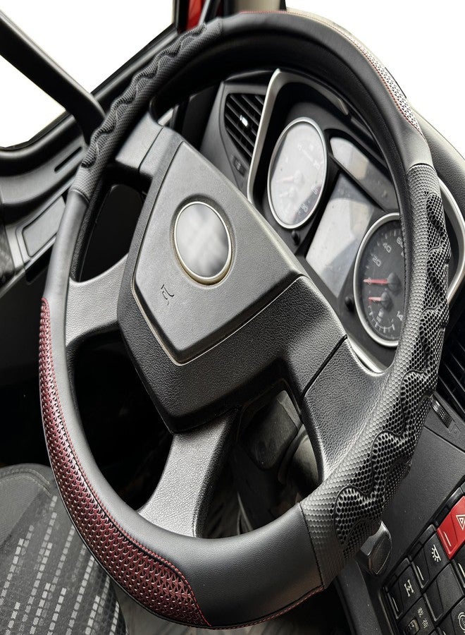 PINCTROT XL Size 17.5-18 Inch Great Grip Steering Wheel Cover for Semi Truck, Fits RV, Big Rig Trucker, 18 Wheeler and Classic Cars, Anti-Slip Design 17.5-18 Inch (Wine Red) - Image 1