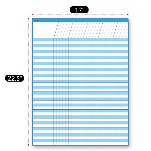 SpriteGru Dry Erase Incentive Chart/Chore/Responsibility/School Attendance/Homework Progress Tracking Chart, 6 Pack in Multi-Color, 36 Rows X 25 Columns (17" x 22.5") - Image 3