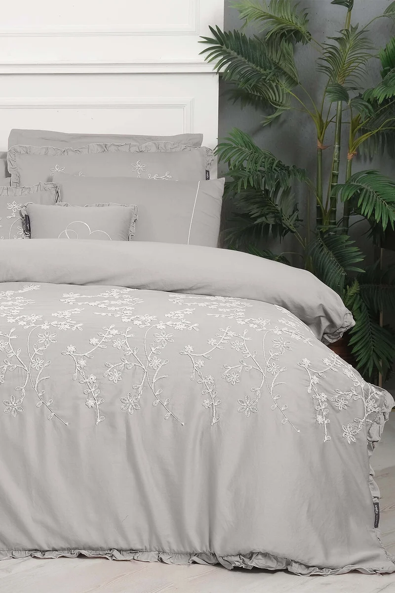 ساريف Buddha Beige Double Cotton Satin 300 Tc Duvet Cover Set