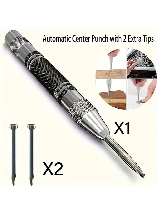 Automatic Center Punch With Two Punches Heavy Duty Steel Spring Tool Adjustable Tension Rust Proof - Image 3