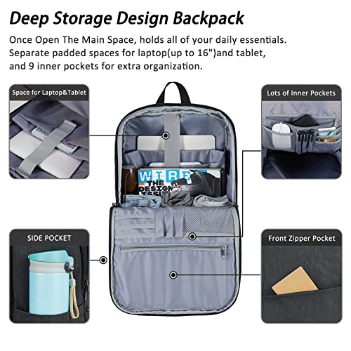 MAXTOP Laptop Backpack for Women Men College Bookbag Business Travel Backpack Water Resistant Computer Backpack with USB Charging Port Fits 15.6 Inch Laptop - Image 2