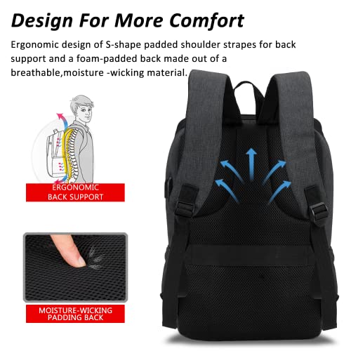 MAXTOP Laptop Backpack for Women Men College Bookbag Business Travel Backpack Water Resistant Computer Backpack with USB Charging Port Fits 15.6 Inch Laptop - Image 5