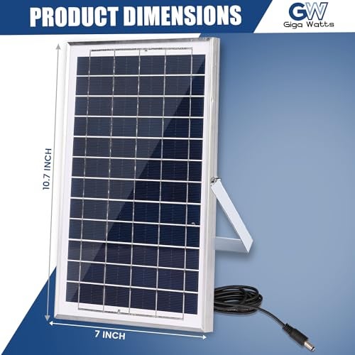 Gigawatts HSL-6W 6W Solar Panel Water Resistant & Durable 6V 1A Power PV Board Portable Charger for Battery Charging Home Camping (Pack of 1) - Image 3