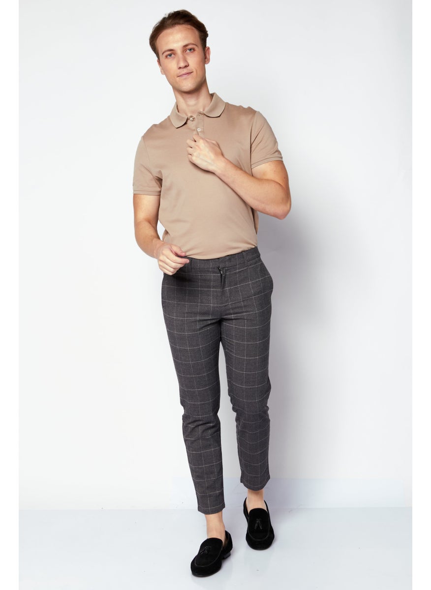 Selected Homme Men Windowpane Stretchable Dress Pants, Charcoal Grey  - Image 2