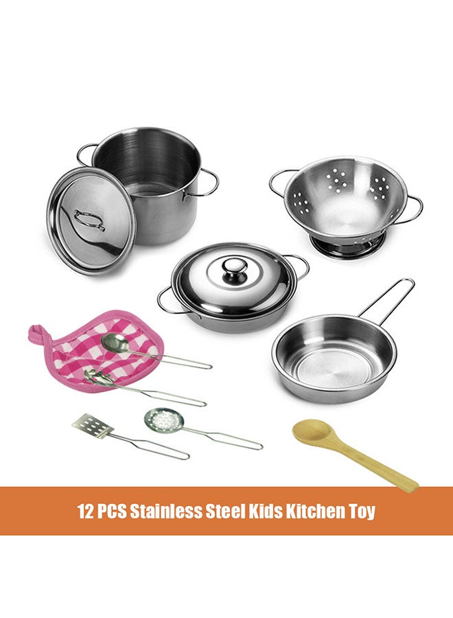 12-Piece Stainless Steel Kitchen Toy Set - Image 1