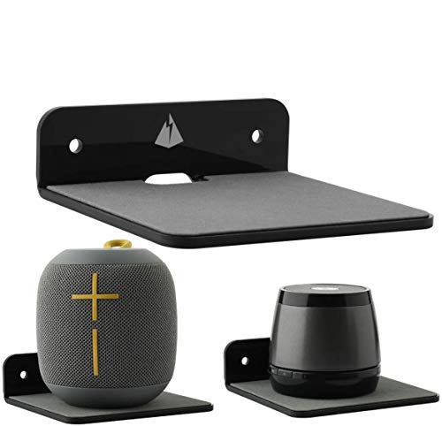 TXEsign Floating Shelves Speaker Shelves-2 Pack 4.25 Wall Shelves Speaker Mount for Speaker Webcam Display Acrylic Shelves (Black, Small) - Image 2