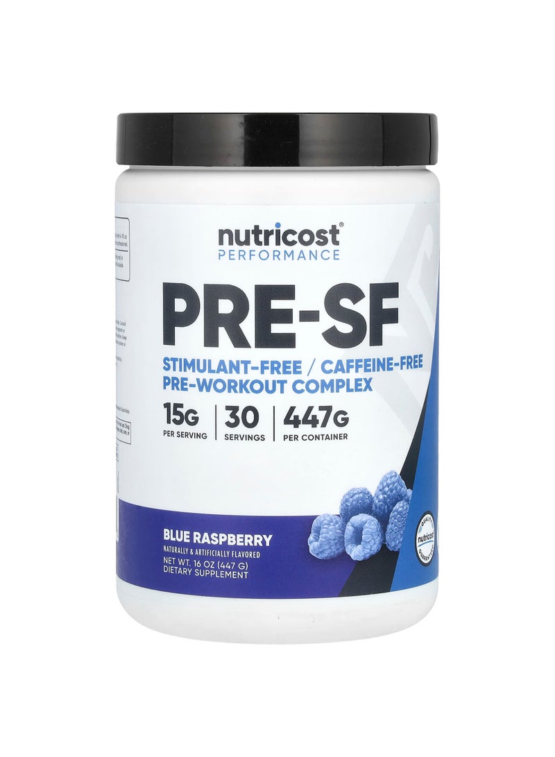 Performance, Pre-SF, Stimulant-Free Pre-Workout Complex, Blue Raspberry, 16 oz (447 g)