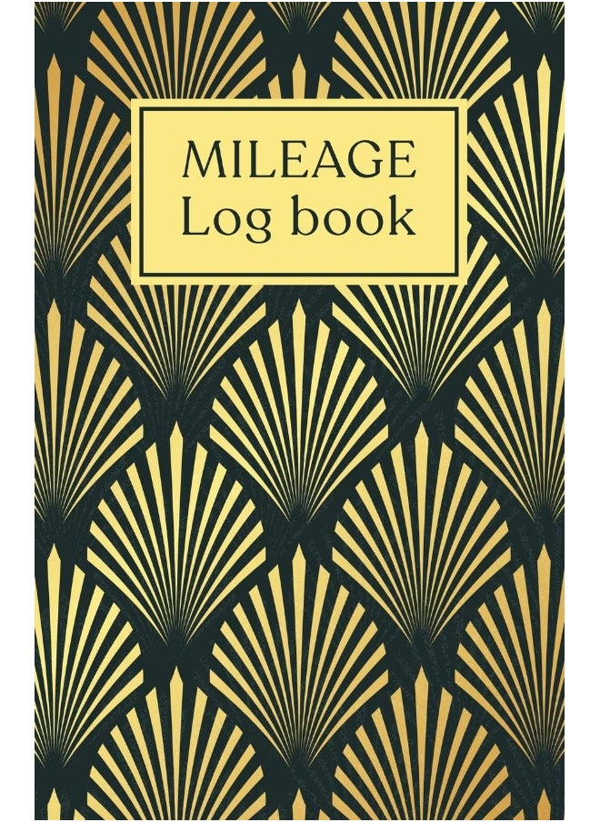 null - Mileage log book: Notebook and tracker: Keep a record of your vehicle miles for bookkeeping, business, expenses: Elegant black and yellow shell design - Image 1