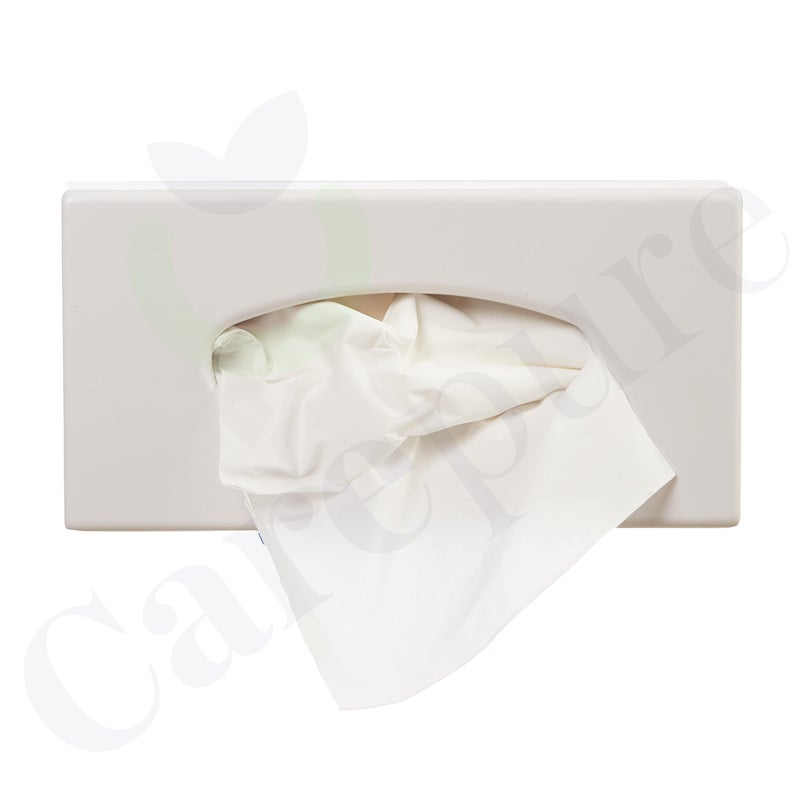 Carepure FT Dispenser Holder | Table Top Facial Tissue Dispenser with Lock | ABS-Plastic Heavy Duty (Free 100 Tissue Pcs) - White - Image 4