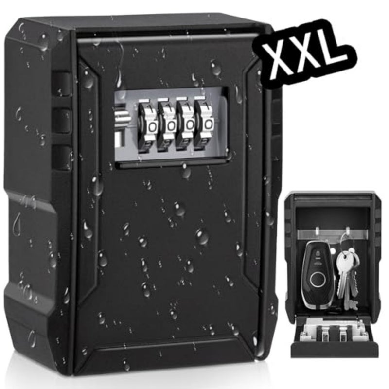 Large Capacity Key Lock Box, Sturdy Waterproof Wall Mount Security Lockbox for House, Garage, Office, Warehouse, Outdoor Key Hider with Code, Secure Storage for Keys - Image 1