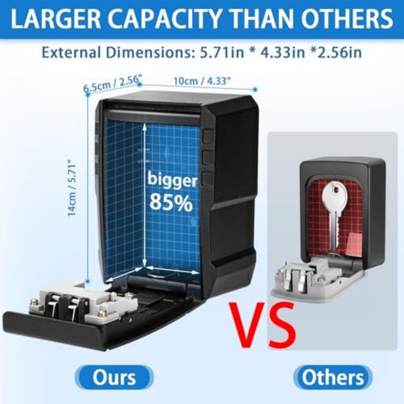 Large Capacity Key Lock Box, Sturdy Waterproof Wall Mount Security Lockbox for House, Garage, Office, Warehouse, Outdoor Key Hider with Code, Secure Storage for Keys - Image 2