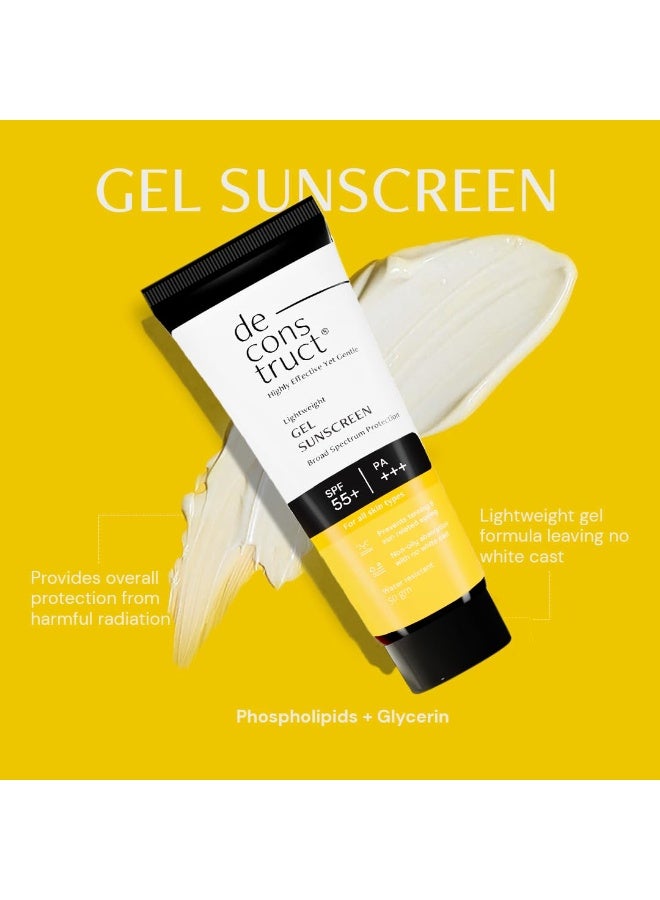 Deconstruct Skin Clear & Protect Duo: Clearing Face Serum & SPF 50+ Gel Sunscreen | Skin Clearing Serum and Gel Sunscreen with No White Cast & Lightweight |Niacinamide Serum For Oily Skin| Pack of 2 - Image 4