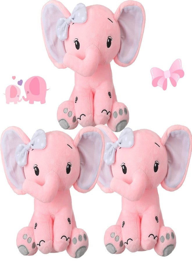 Zomiboo 3 Pieces Elephant Stuffed Animal 8 Inch Baby Stuffed Elephant Animal Plush Toy Gift Baby Girl Boys Bed Decor (Lovely Style) - Image 1