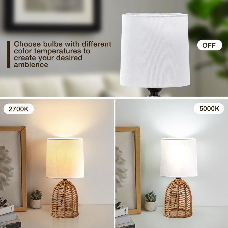 EJIAXIN Rattan Lamp Boho Lamps Set of 2-13.75" Mini Farmhouse Table Lamp Rustic End Table Decorative Small Lamps for Small Spaces Bedroom Nightstand Living Room Reading Desk Side Table Lamp - Image 5