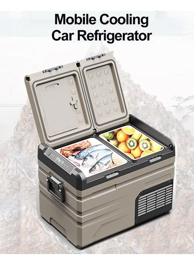 Alpicool Car refrigerator, a small refrigerator with a separate door feature for each cooling and freezing section, Alpicool TA55 portable car refrigerator 55 liters, 12/24 volt electric cooler for camping, road trips, picnics. Cooling power up to -20 degrees Celsius! Keep your food fresh and enjoy chilled drinks anywhere. - Image 1