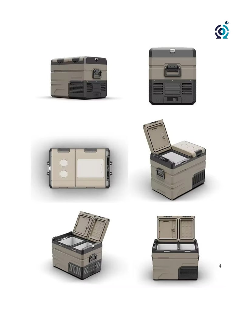Alpicool Car refrigerator, a small refrigerator with a separate door feature for each cooling and freezing section, Alpicool TA55 portable car refrigerator 55 liters, 12/24 volt electric cooler for camping, road trips, picnics. Cooling power up to -20 degrees Celsius! Keep your food fresh and enjoy chilled drinks anywhere. - Image 2
