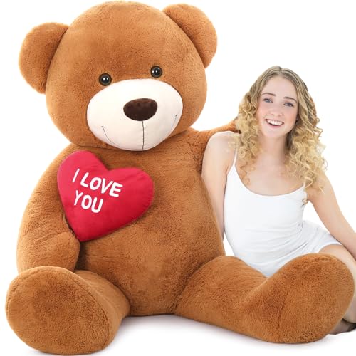 BENINY Giant Teddy Bear Stuffed Animal 52 Big Teddy Bear with Heart Large I Love You Teddy Bear Plush Toys for Kid Christmas Birthday Valentines Bear Gift for Girlfriend - Image 1