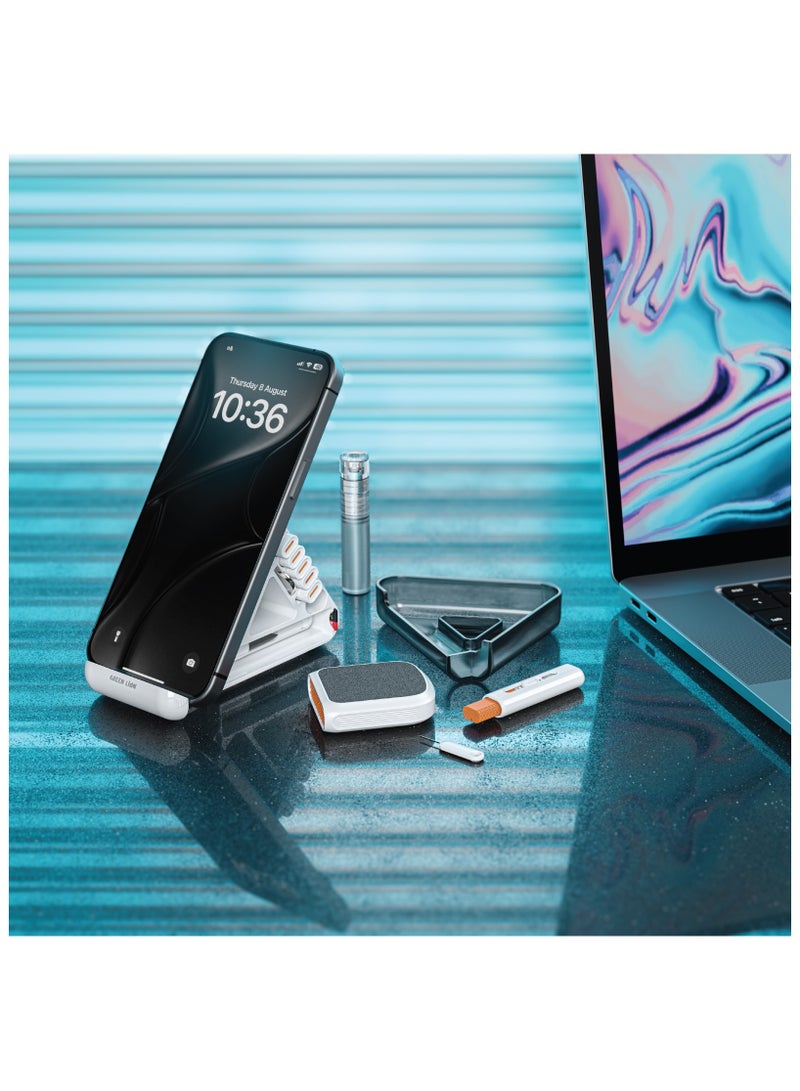 GREEN LION Multi-Functional Cleaning Kit 22 IN 1 / ABS Material / Mobile Phone and Pen Holder / Camera Cleaning / Keyboard Cleaning / Screen Cleaning / Earphone Cleaning - White - Image 3