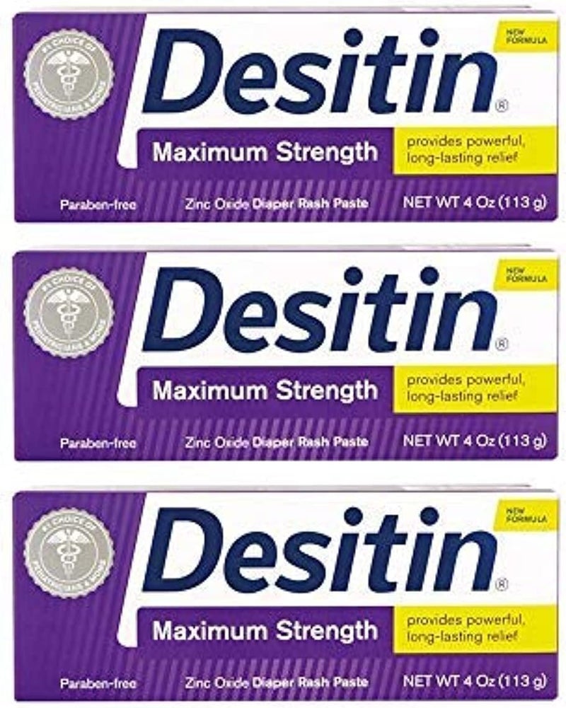 Desitin معجون طفح الحفاضات بقوة قصوى 4 أونصة (عبوة من 3)  - Image 1