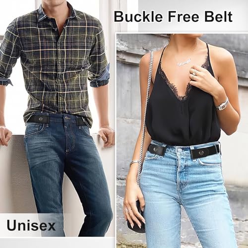 WHIPPY Buckle-Free Comfortable Elastic Belt for Women or Men, Buckle-less No Bulge No Hassle Invisible Belts, Black, Large Size 32-48 inches - Image 5