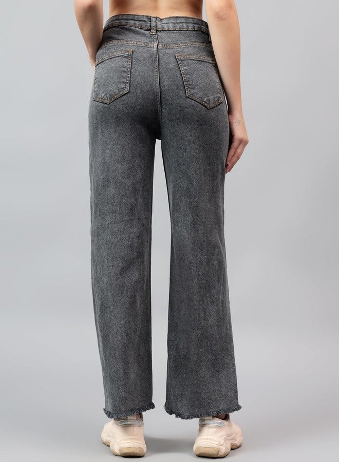 KOTTY Women's High Rise Solid Cotton Blend Stylish Jeans(Grey,28) - Image 5