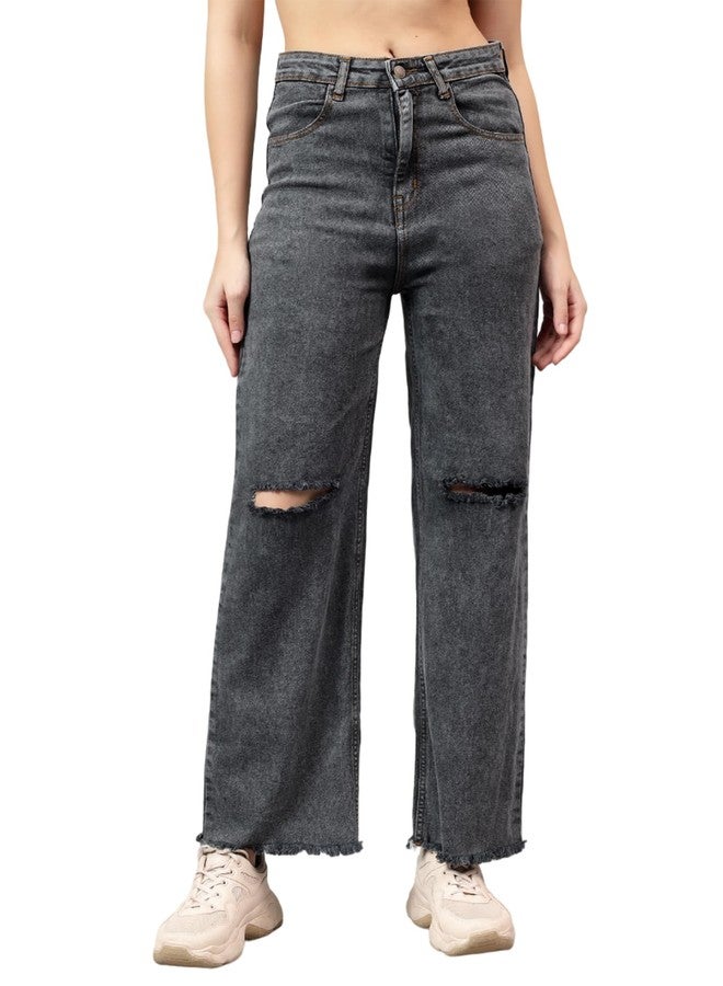 KOTTY Women's High Rise Solid Cotton Blend Stylish Jeans(Grey,28) - Image 1