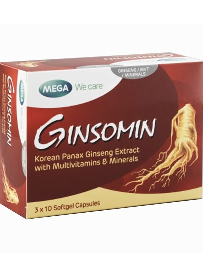 MEGA GINSOMIN korean Panax Ginseng Extract With Multivitamins& Minerals