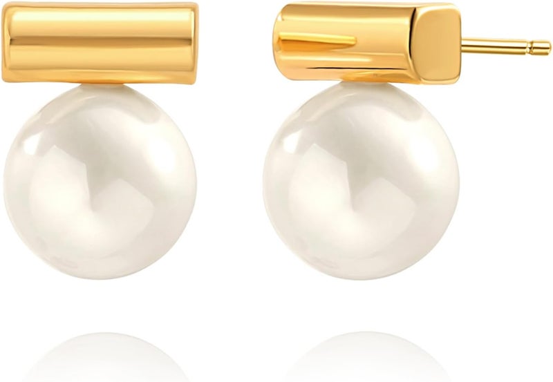 PEARLADA 925 Sterling Silver Hoop Handpicked AAA+ Quality 7.5-8mm White Freshwater Cultured Pearl Dangle Drop Earrings Jewelry for Women - Image 1