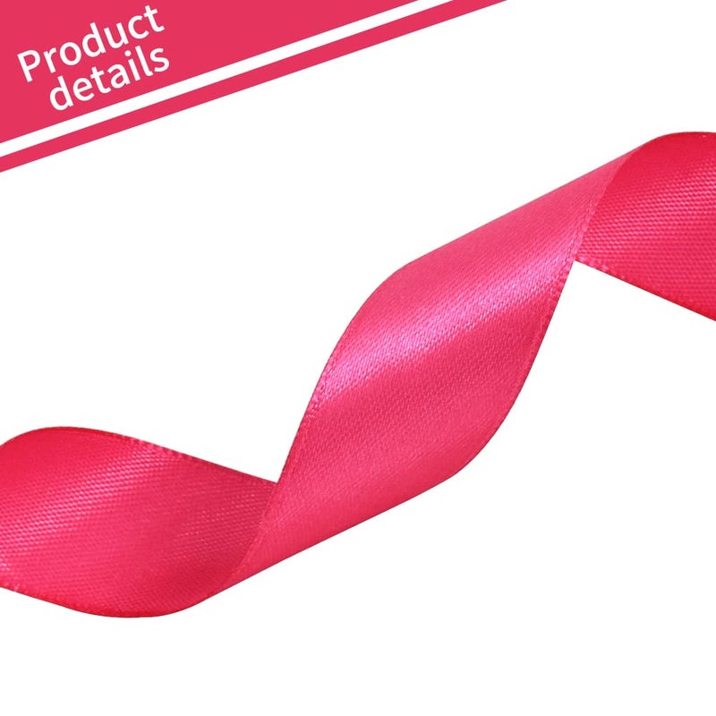 TONIFUL 1 Inch x 100yds Shocking Pink Satin Ribbon, Thin Solid Color Satin Ribbon for Gift Wrapping, Crafts, Hair Bows Making, Wedding Party Decoration, Invitation Cards, Floral Bouquets - Image 3