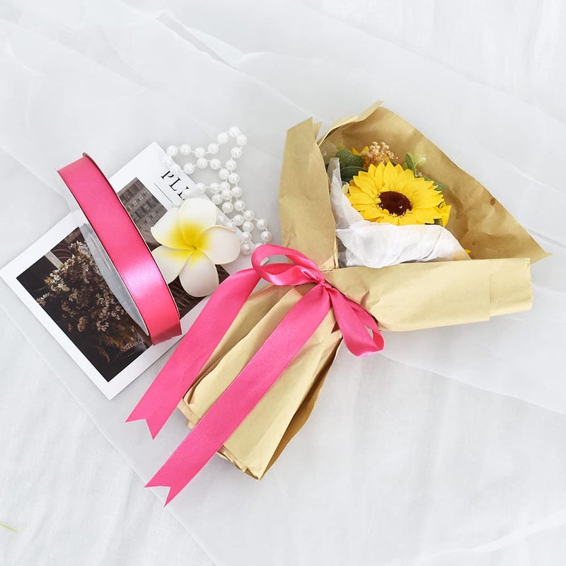 TONIFUL 1 Inch x 100yds Shocking Pink Satin Ribbon, Thin Solid Color Satin Ribbon for Gift Wrapping, Crafts, Hair Bows Making, Wedding Party Decoration, Invitation Cards, Floral Bouquets - Image 4