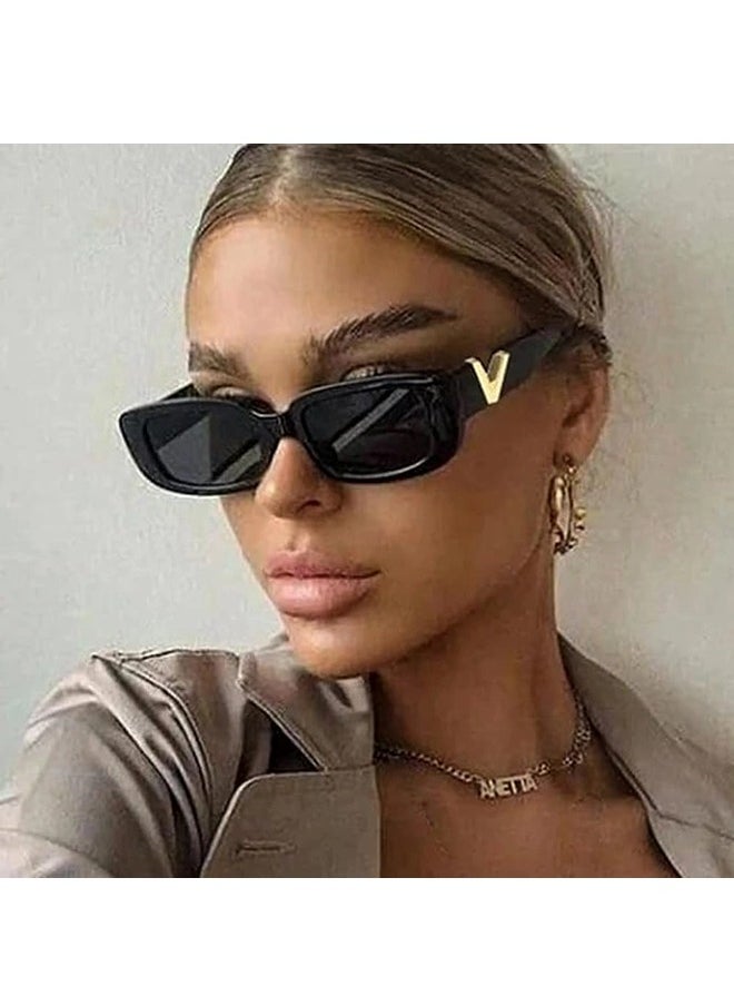 شيبشيب - نظارات شمسية مستطيلة للنساء ، ترند الثمانينات العصرية ، نظارات مربعة كلاسيكية عتيقة - Image 1