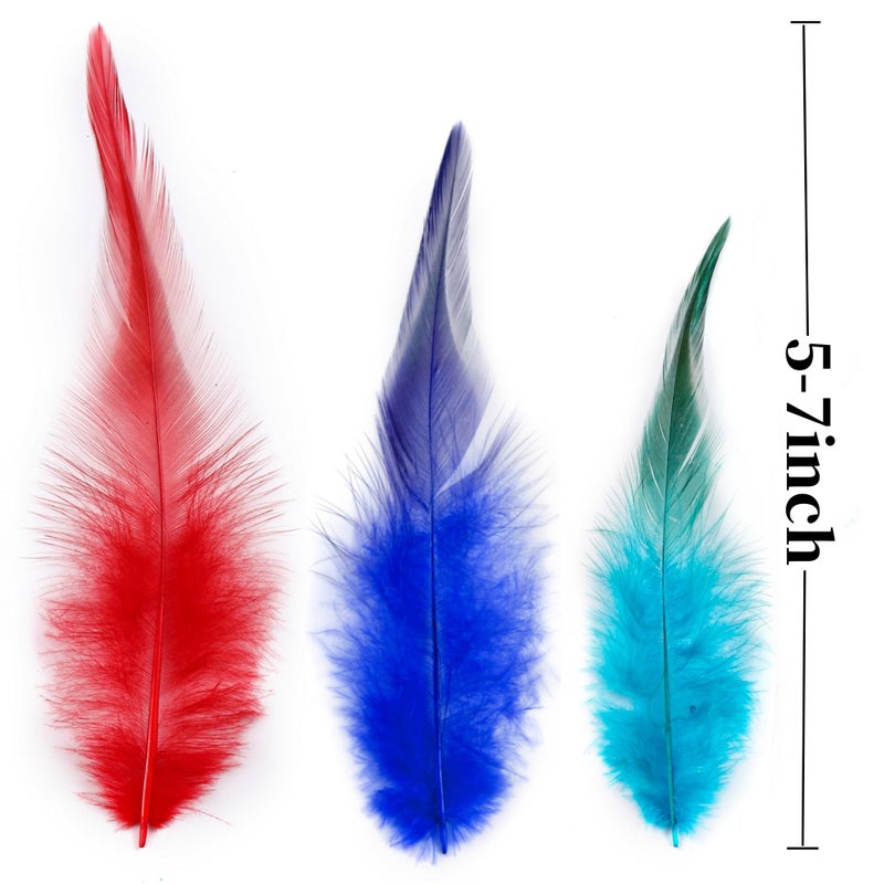 Holmgren Colorful Craft Rooster Feathers - 200pcs 5-7inch Colored Feathers Bulk for Kindergarten DIY Crafts, Art Projects and Party Decorations (Colorful) - Image 3
